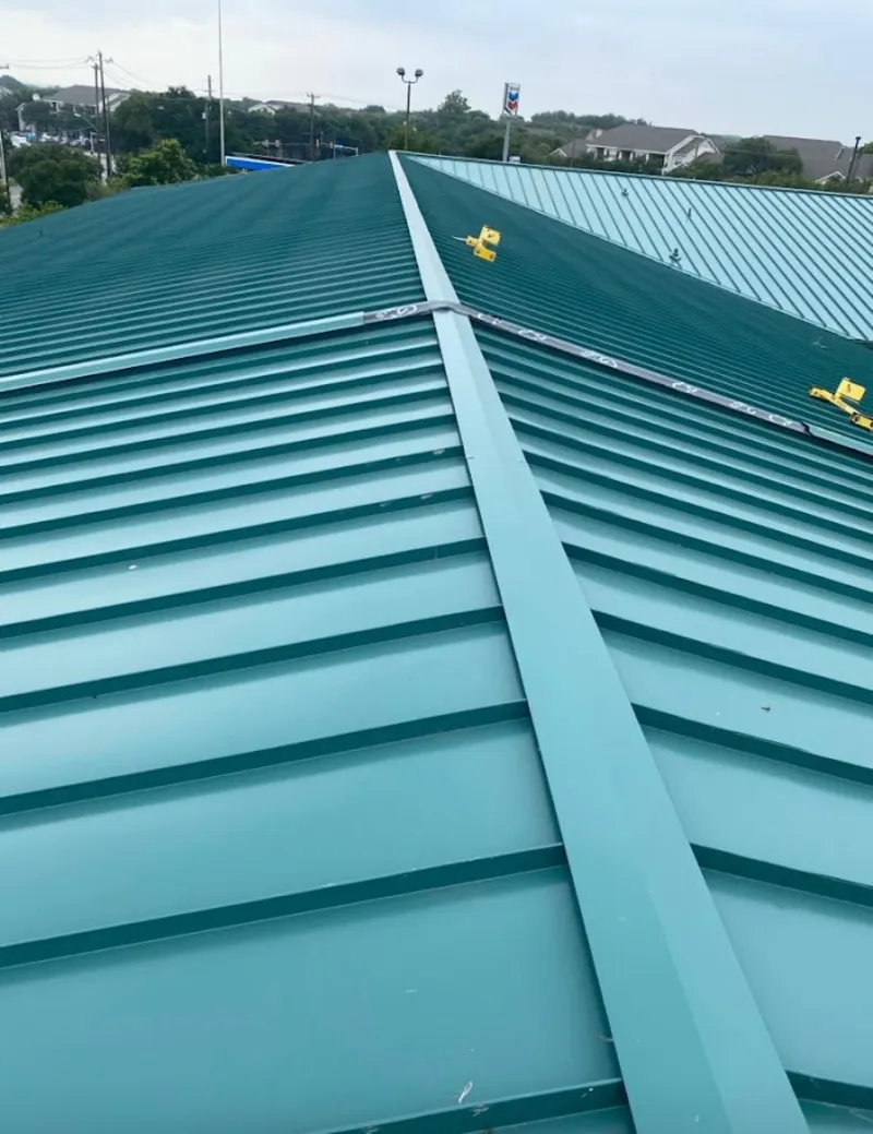 Green commercial metal roof ridge and valley for Metal Roof Repair in Haddonfield